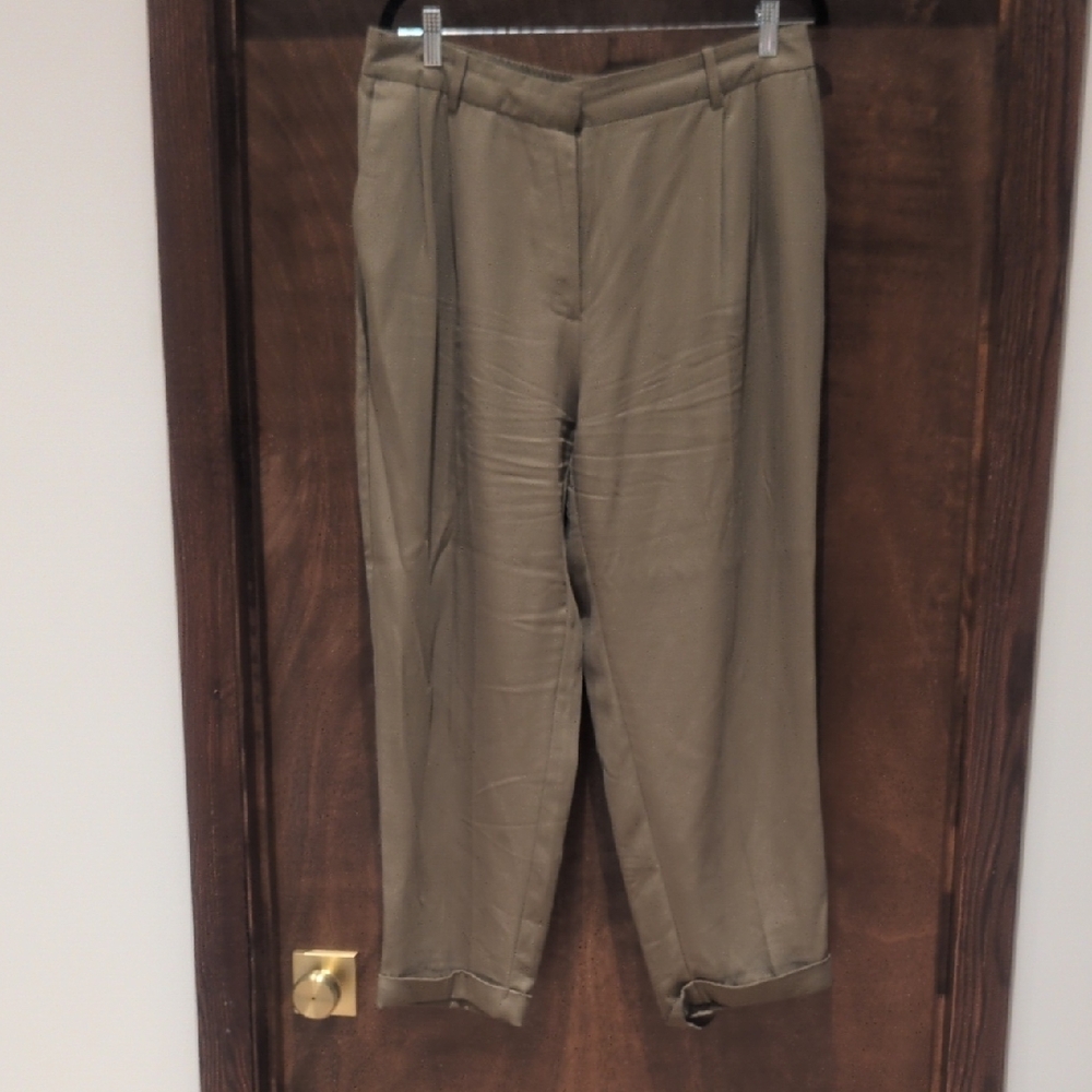 Zara XL Green Tan Trousers